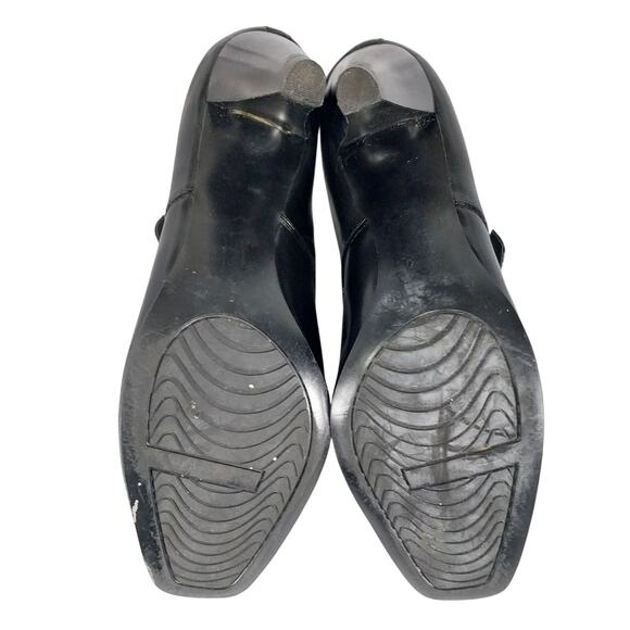 NINE WEST! BLACK GENUINE LEATHER MODIFIED SQUARE TIE HEELED LOAFERS! SZ 9.5M - Picture 9 of 12
